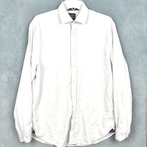 Society of Threads Mens White Long Sleeve Stretch Dress Shirt RN 114831 Large